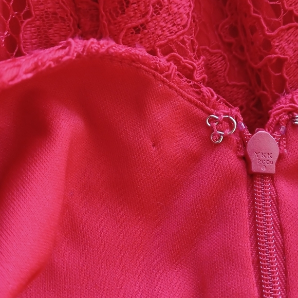 Xscape Red Lace Evening Cocktail Valentine’s Day Midi Dress - Picture 16 of 16